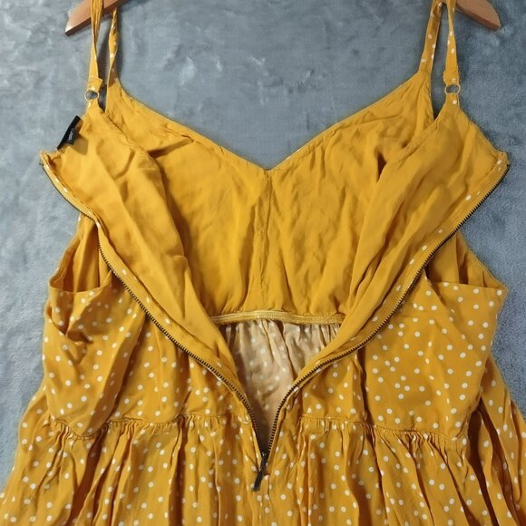 Torrid Womens Polka Dot Babydoll Tank Top 2X Yellow Zip Back Adjustable Straps - Picture 8 of 9